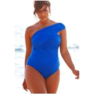 Trimshaper Royal blue one shoulder swimsuit